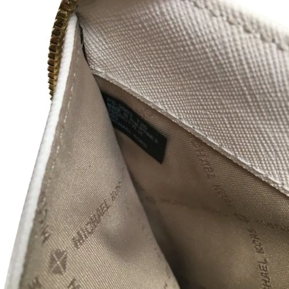 Michael Kors Phone Case Wristlet Wallet Jet Set Travel Leather Zip Optic White